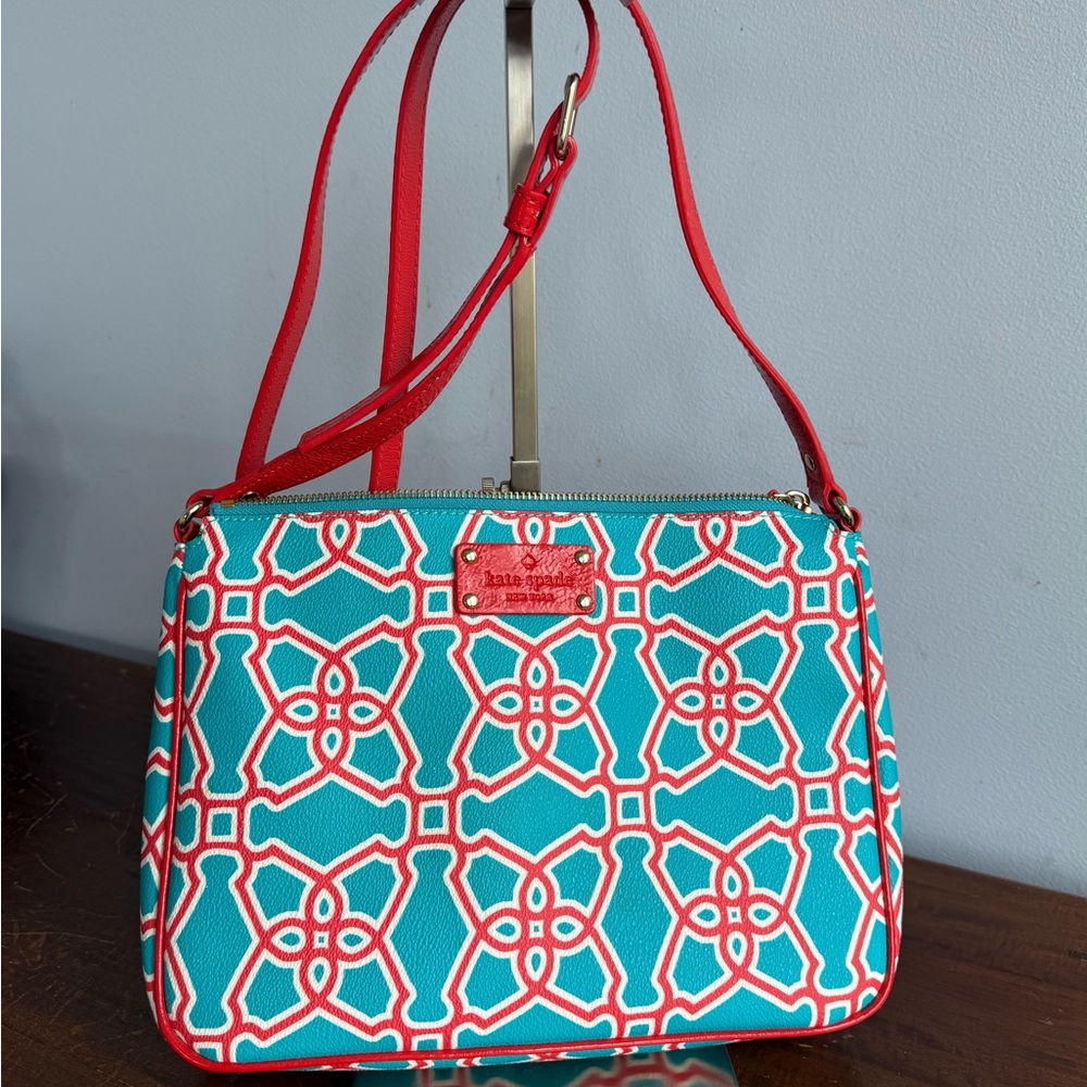 Kate Spade Red and Blue Crossbody Bag with Bold Design